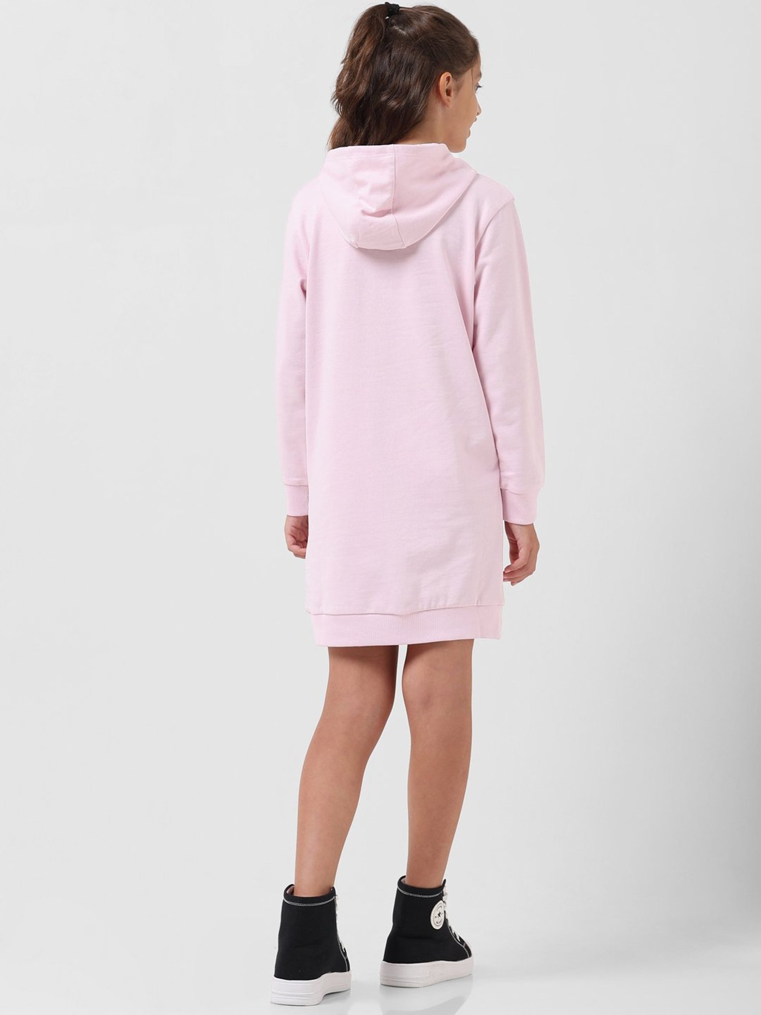 VERO MODA GIRL Pink Printed Full Sleeves Sweatshirt Dress