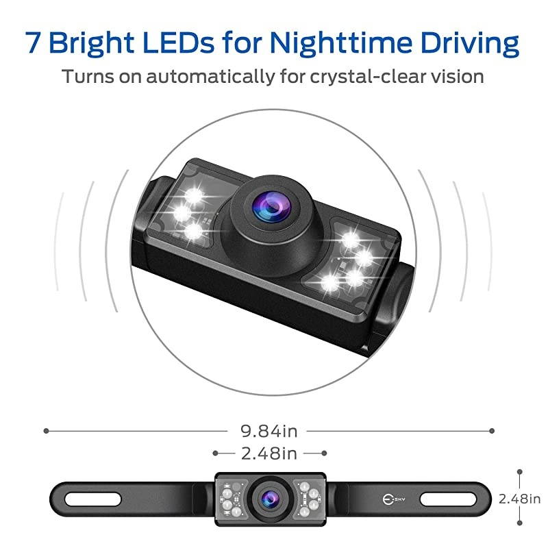 Backup Camera,  Ultra-Clear Night Vision Car Reverse Camera with 7 Bright LED Lights, IP68 Waterproof Rear View Universal Car Camera, 170&deg; Perfect Wide View Angle HD Back Up Camera for Car/Truck