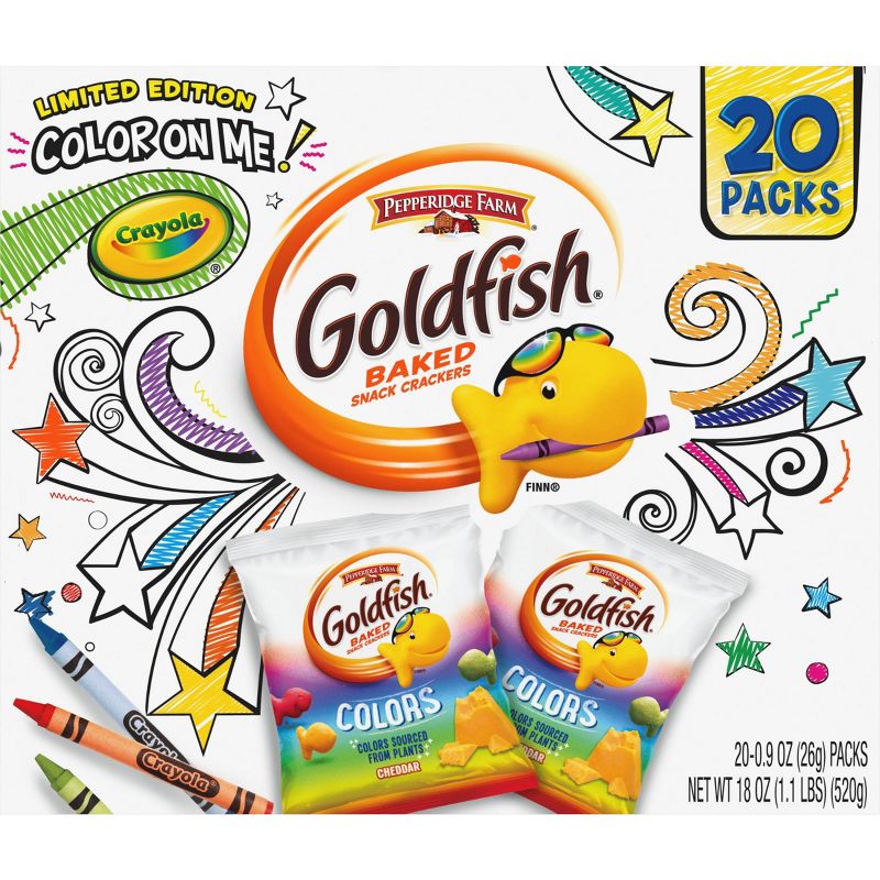 Pepperidge Farm Goldfish Special Edition Color on Me! Colors Cheddar Crackers, 20ct/18oz