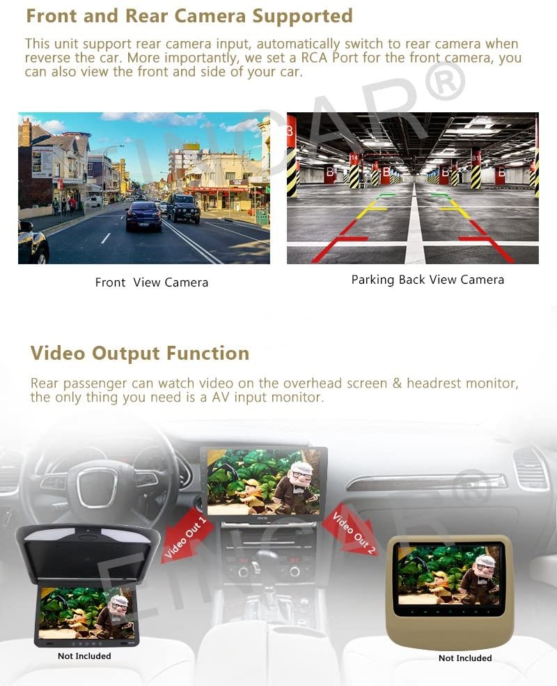 New Double 2 din Android Car Stereo 10.1 inch Full Touch Screen GPS Navigation System in Dash No DVD Player Bluetooth Car Radio Subwoofer Video Output Mirrorlink WiFi Headunit + Wireless Backup Camera