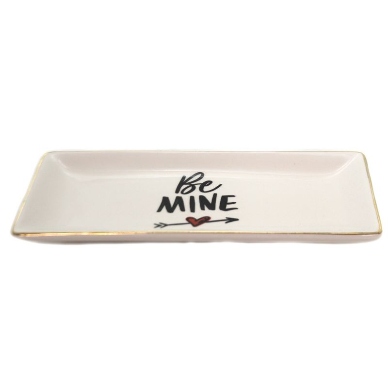 Tabletop 4.25" Be Mine Ceramic Tray Love Valentines Jewelry Holder Burton & Burton  -  Decorative Trays And Platters