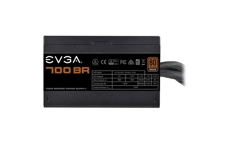 EVGA 700BR Power Supply - Internal - 120 V AC, 230 V AC Input - 700 W / 5 V DC, 12 V DC, 5 V DC, 12 V DC, 3.3 V DC - 1 +12V Rails - 1 Fan(s)