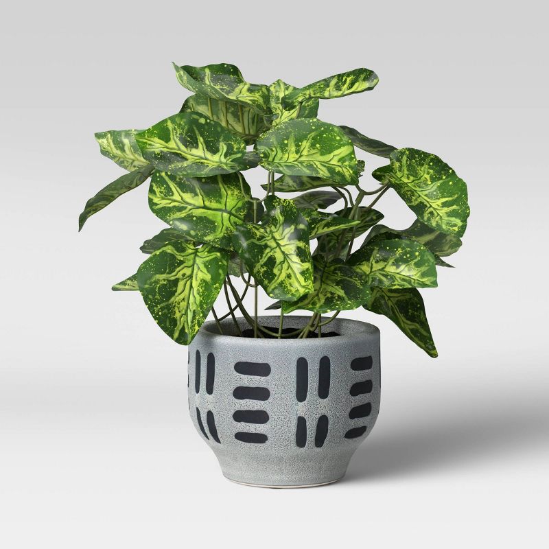 8" Earthenware Ceramic Planter Striped Gray - Project 62™
