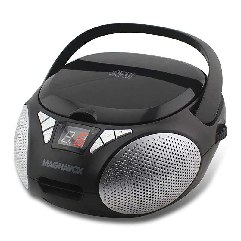 MD6924 Portable Top Loading CD Boombox with AM/FM Stereo Radio in Black | CD-R/CD-RW Compatible | LED Display | AUX Port Supported | Programmable CD Player |