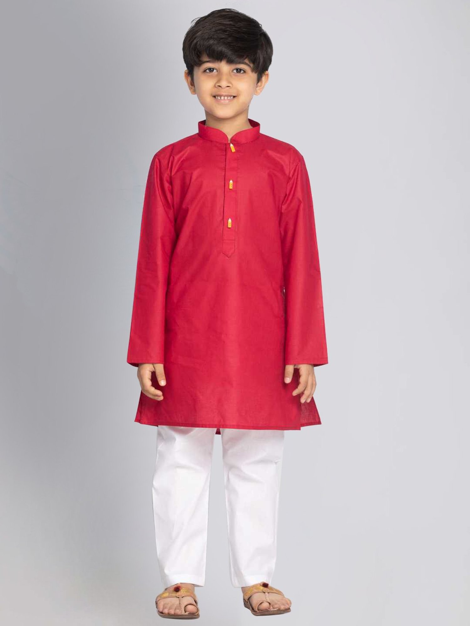 VASTRAMAY Kids Maroon Regular Fit Kurta Set
