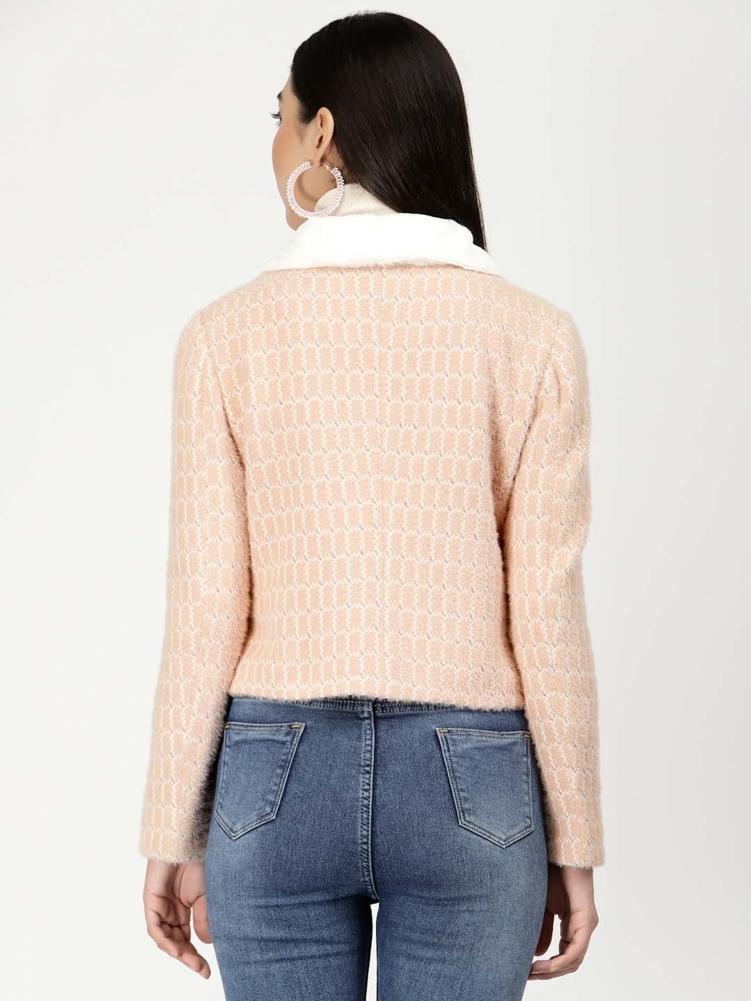 Juelle Peach Check Over Coat