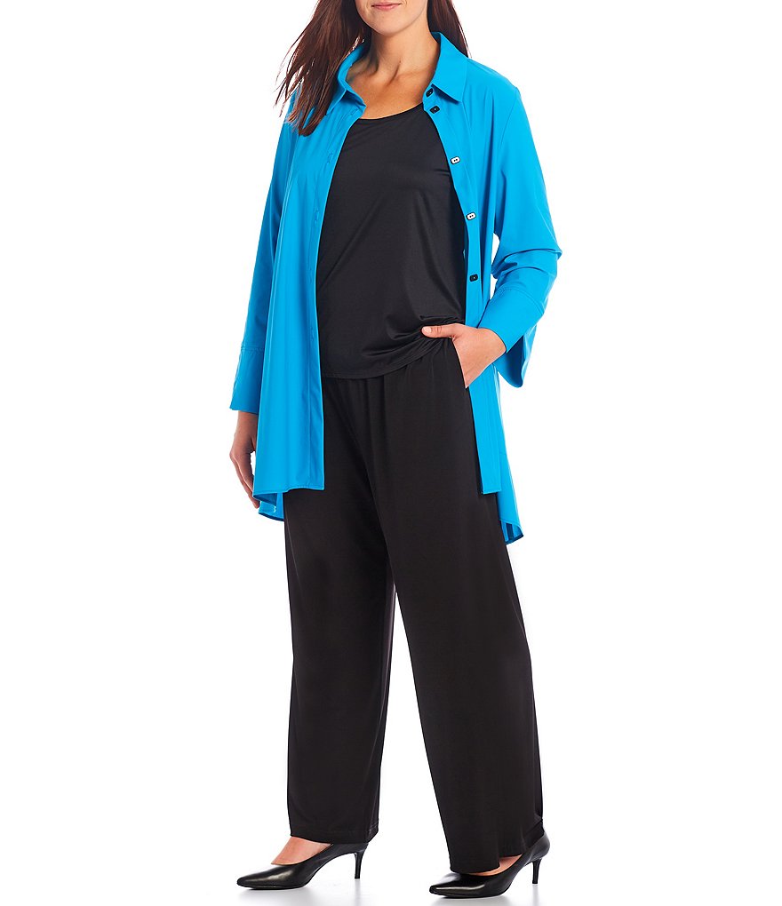 Ali Miles Plus Size Mixed Animal Print Open-Front Drop Needle Onion Skin Jacket