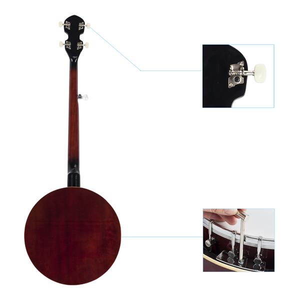 5-String Banjo,Top Grade Exquisite Professional Wood Metal,With Allen Wrench,Screwdriver Tools