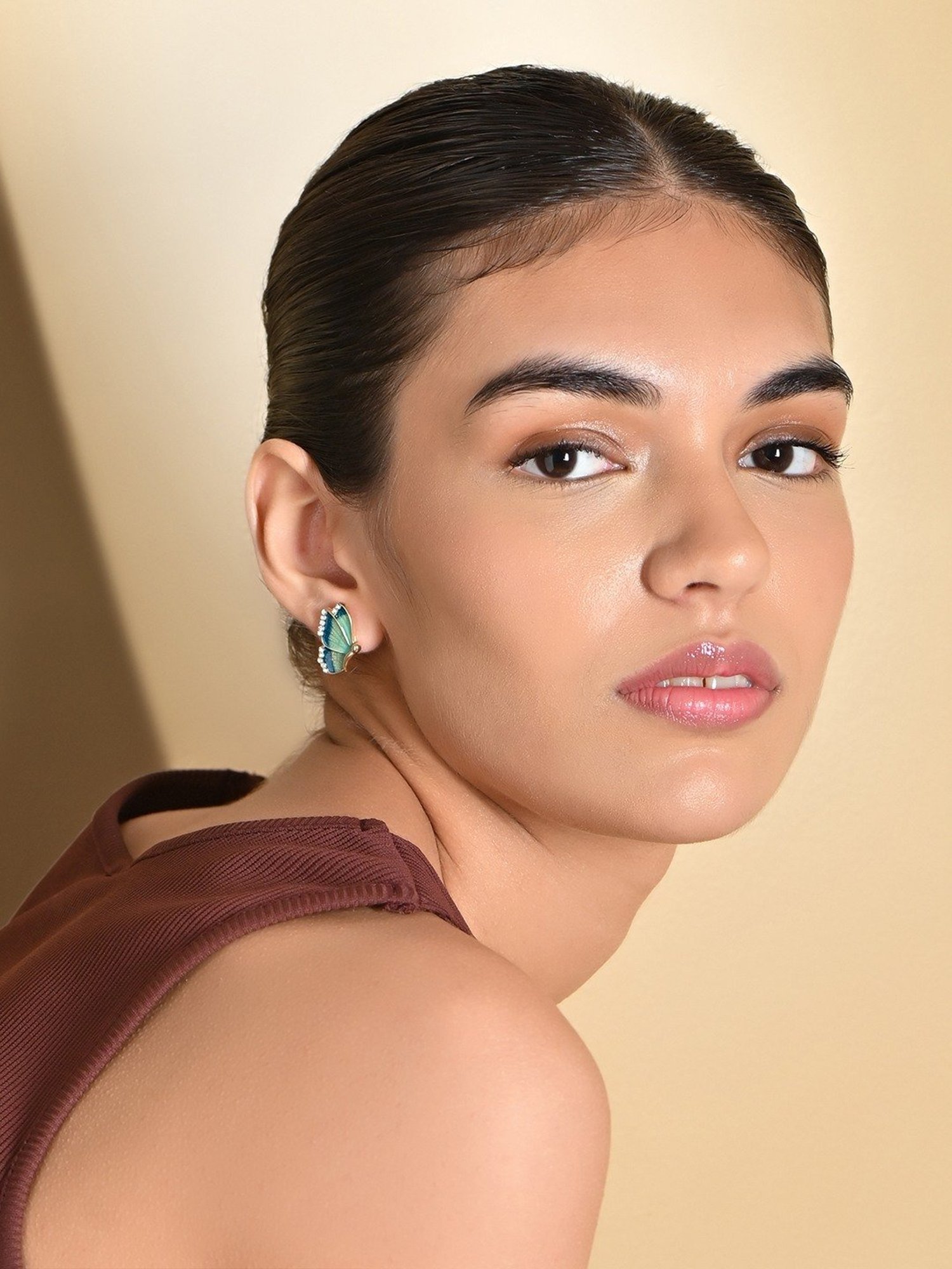 ToniQ Green Korean Butterfly Party Stud Earrings