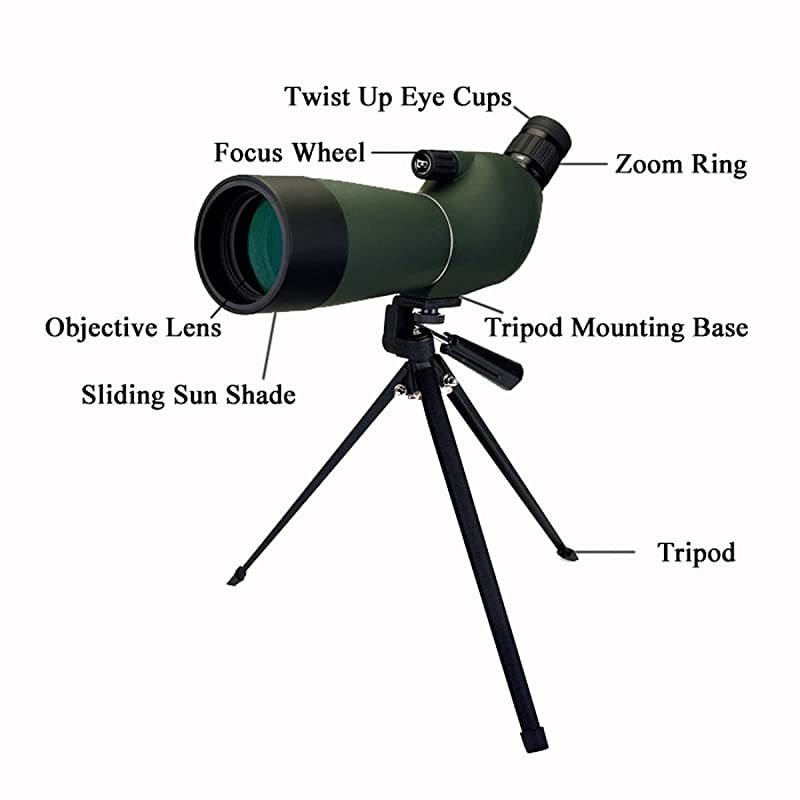 SV28 Porro Prism Spotting Scope 2060x60mm Bird Scopes Shooting Bird Watching 45 Degree Angled Eyepiece Telescope Target Shooting Hunting Bak4 Prism Phone Adapter2060x60mm