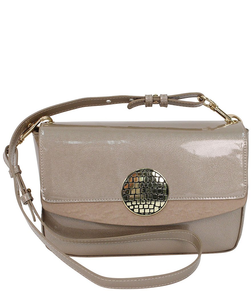 J. Renee 10500 Pearlized Patent Convertible Flap Shoulder Bag