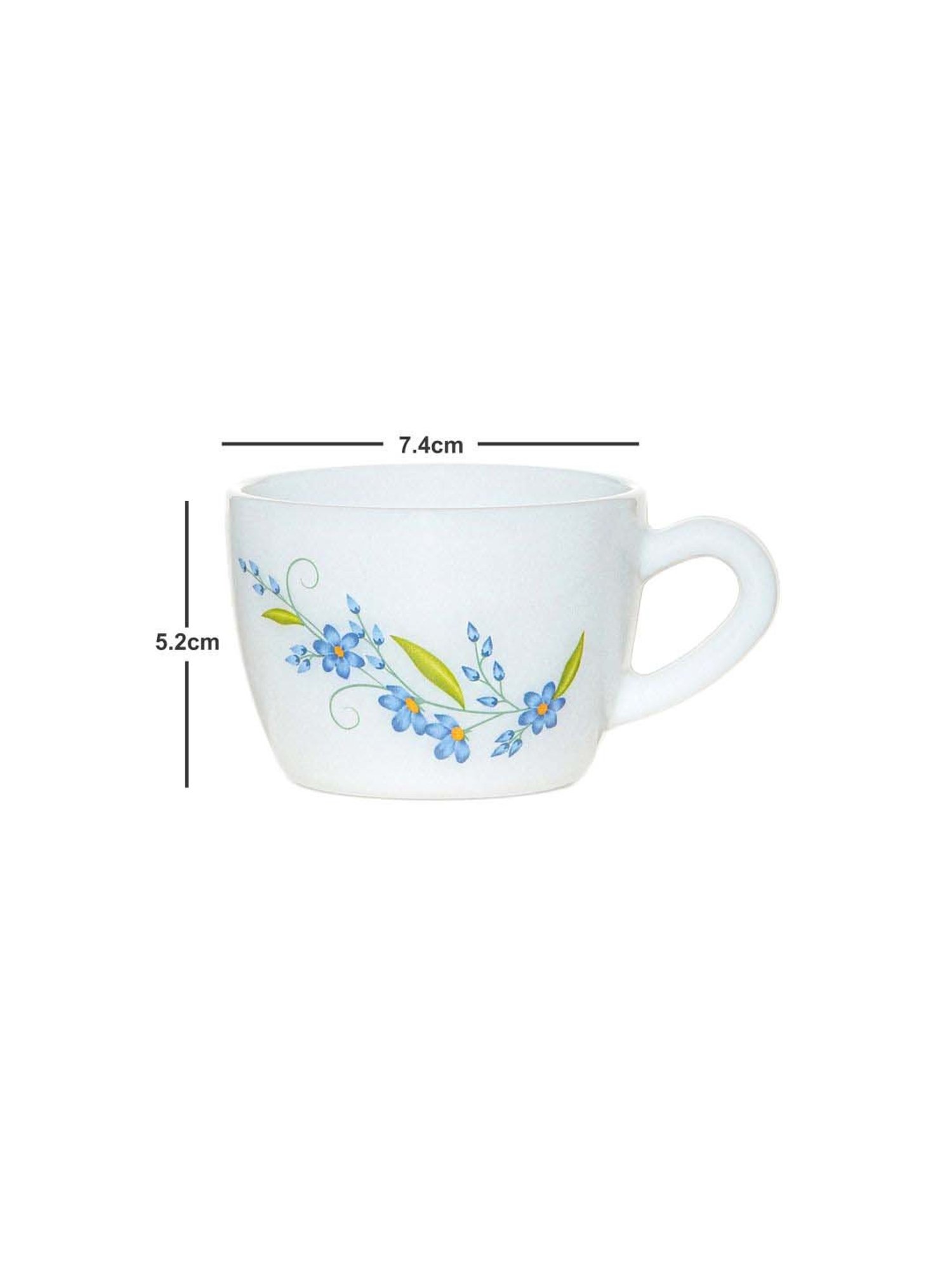 Cello White & Blue Glass Coffee Mug (0.13 L) - Set of 6