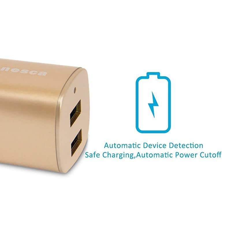Dual USB Port Travel Wall Charger with Foldable Plug for iPhone XSXRX876SPlus Samsung Galaxy S8S7S6S5 Edge LG HTC Moto Kindle and MoreGold