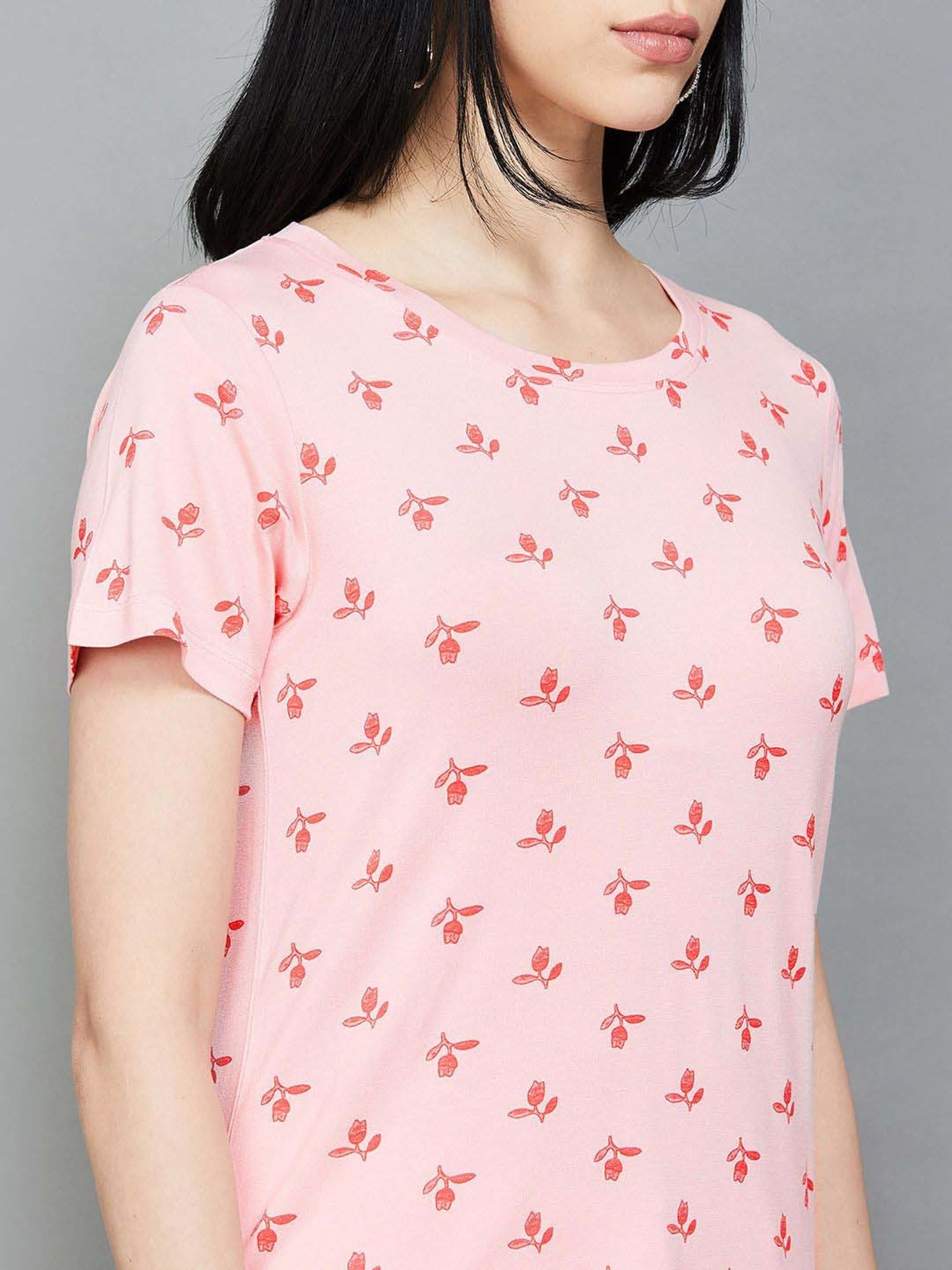 Colour Me by Melange Pink Printed T-Shirt