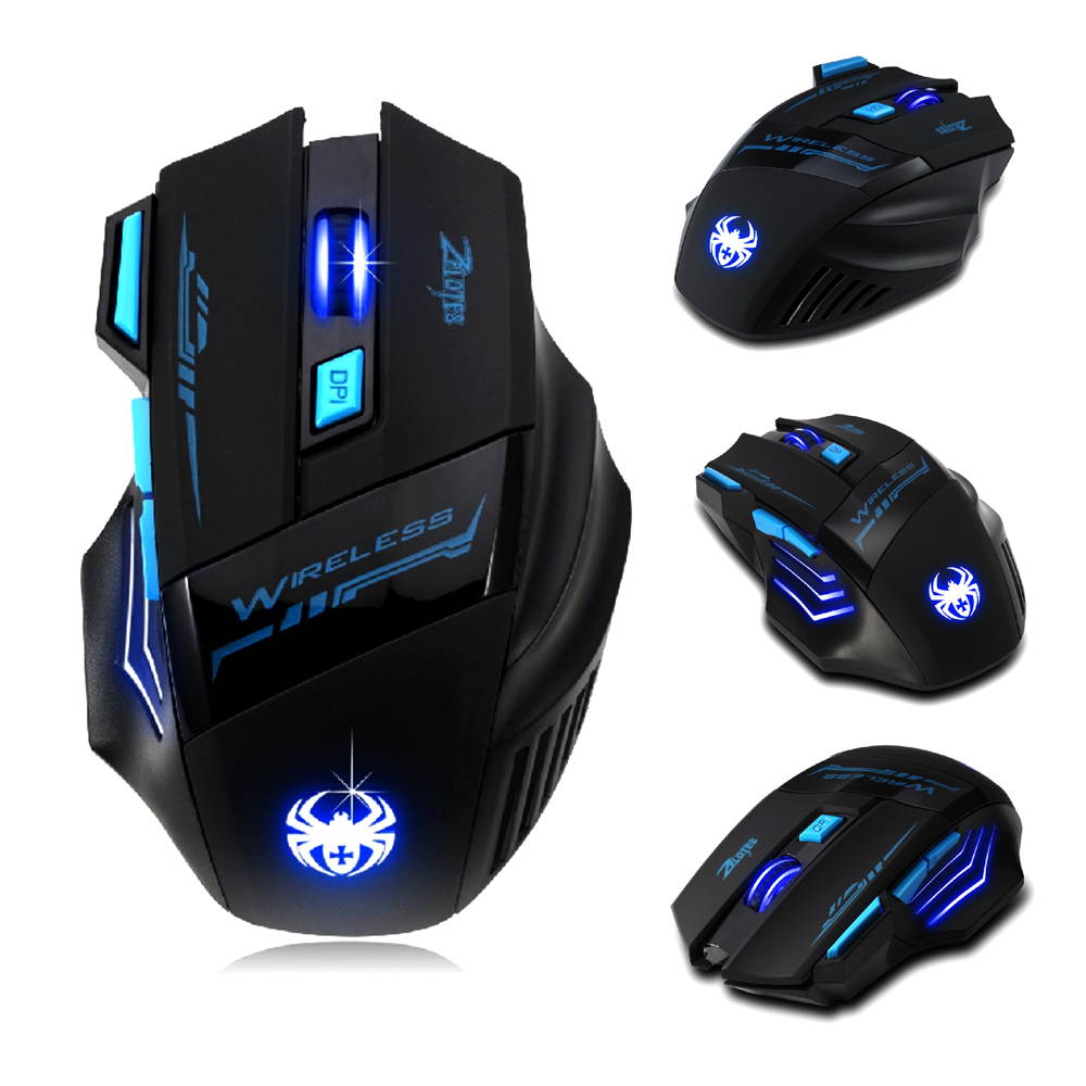 2.4GHz Professional Wireless Optical Game Gaming Mouse Mice 2400 DPI /1600 DPI /1000 DPI /600 DPI 7 Buttons For Laptop Notebook PC Black