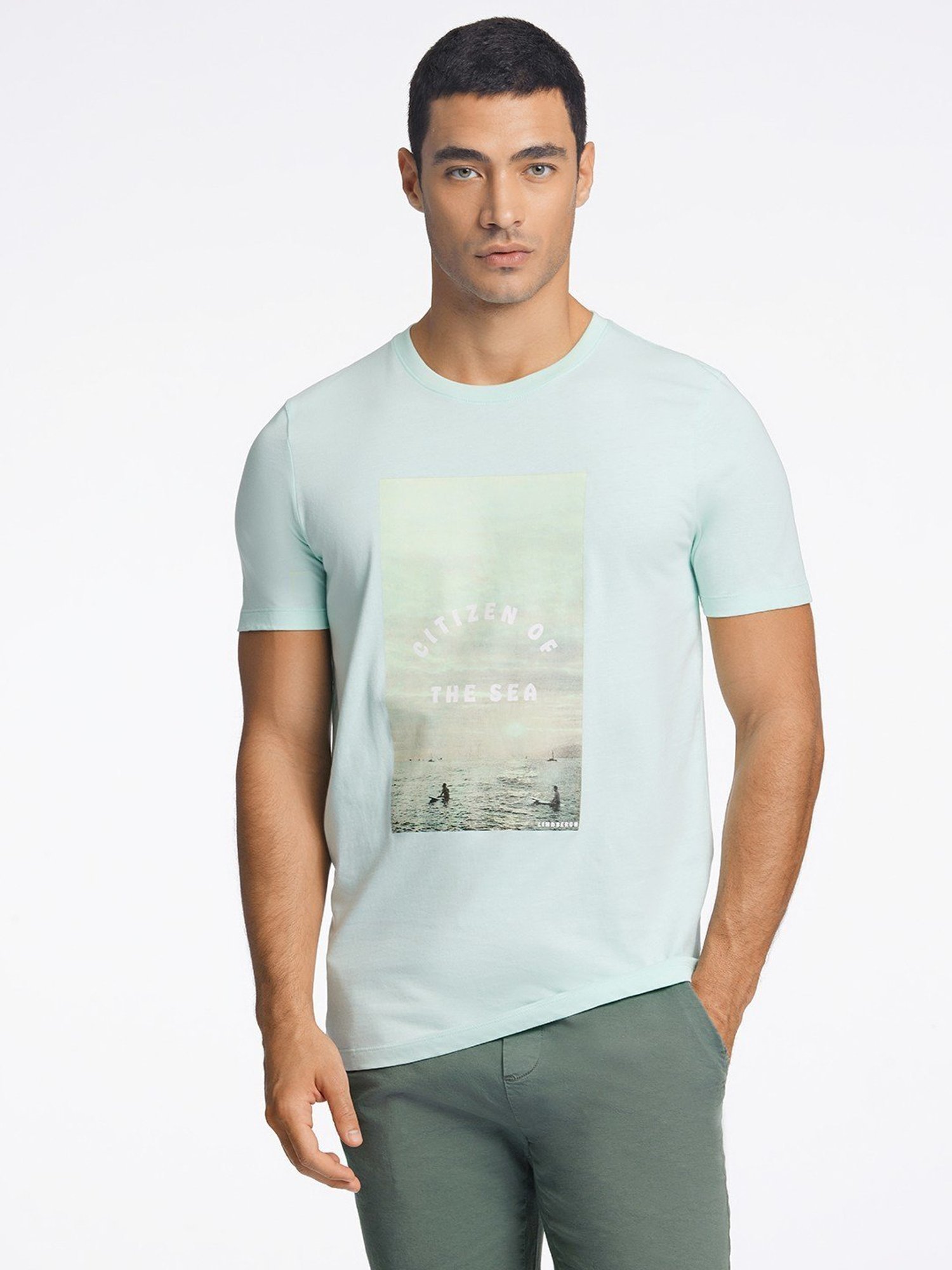 Lindbergh Green Regular Fit Printed T-Shirt