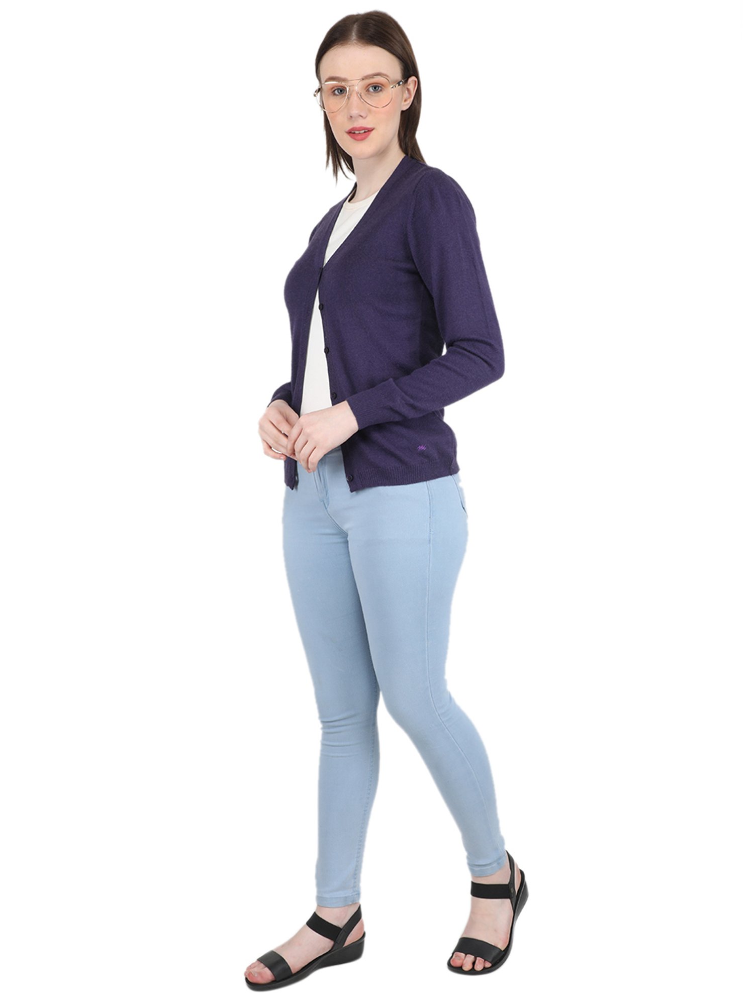 MOCA by Monte Carlo Dark Purple Regular Fit Cardigan