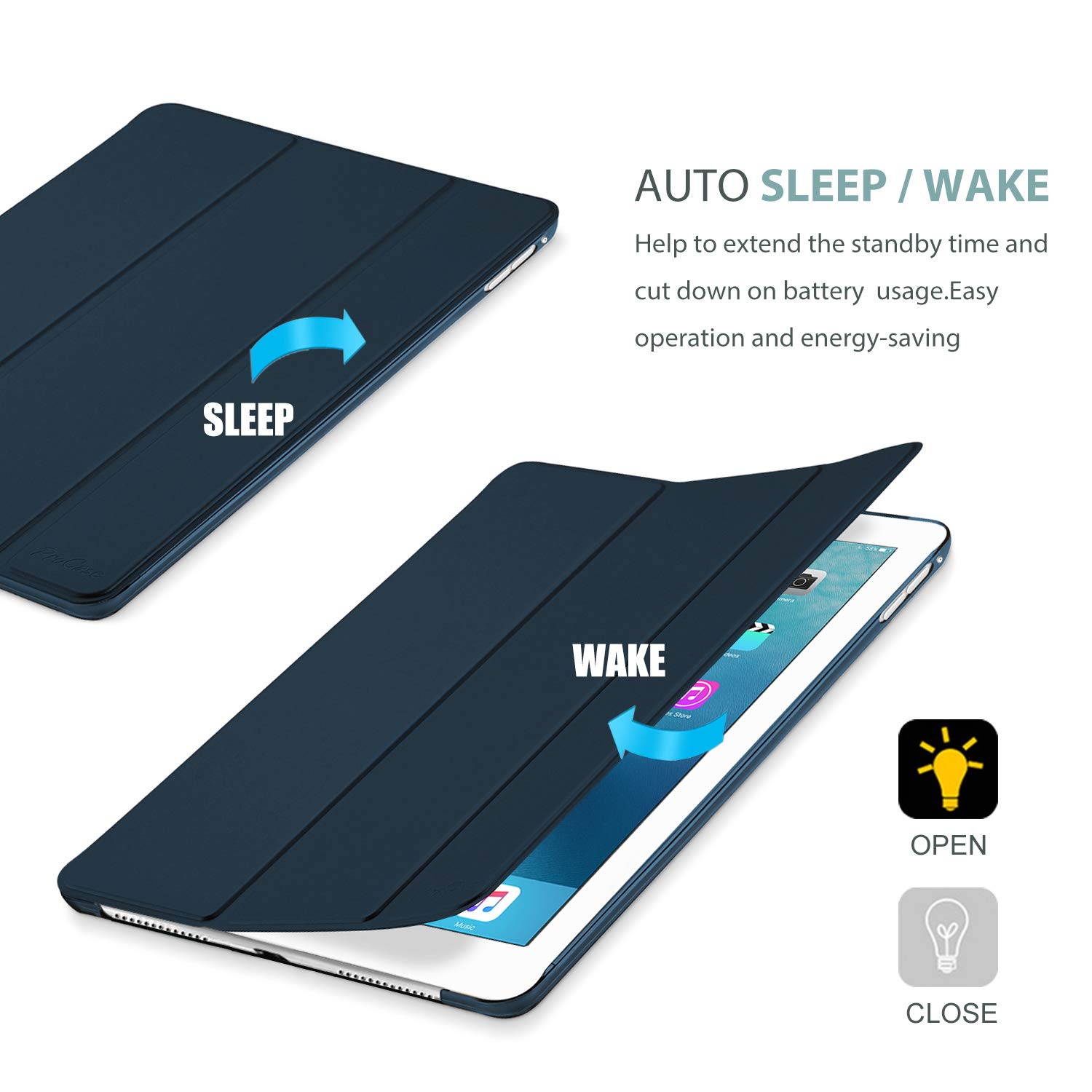 ProCase iPad Pro 9.7 Case 2016 (Old Model), Ultra Slim Lightweight Stand Smart Case Shell with Translucent Frosted Back Cover for Apple iPad Pro 9.7 Inch (A1673 A1674 A1675) -Navy