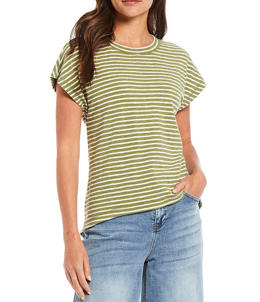 Gibson & Latimer Jewel Neck Basic Stripe Tee