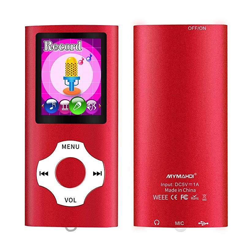 Digital Compact and Portable MP3 MP4 Player Max Support 64 GB Micro SD Card with Photo Viewer EBook Reader and Voice Recorder and FM Radio Video Movie in Red
