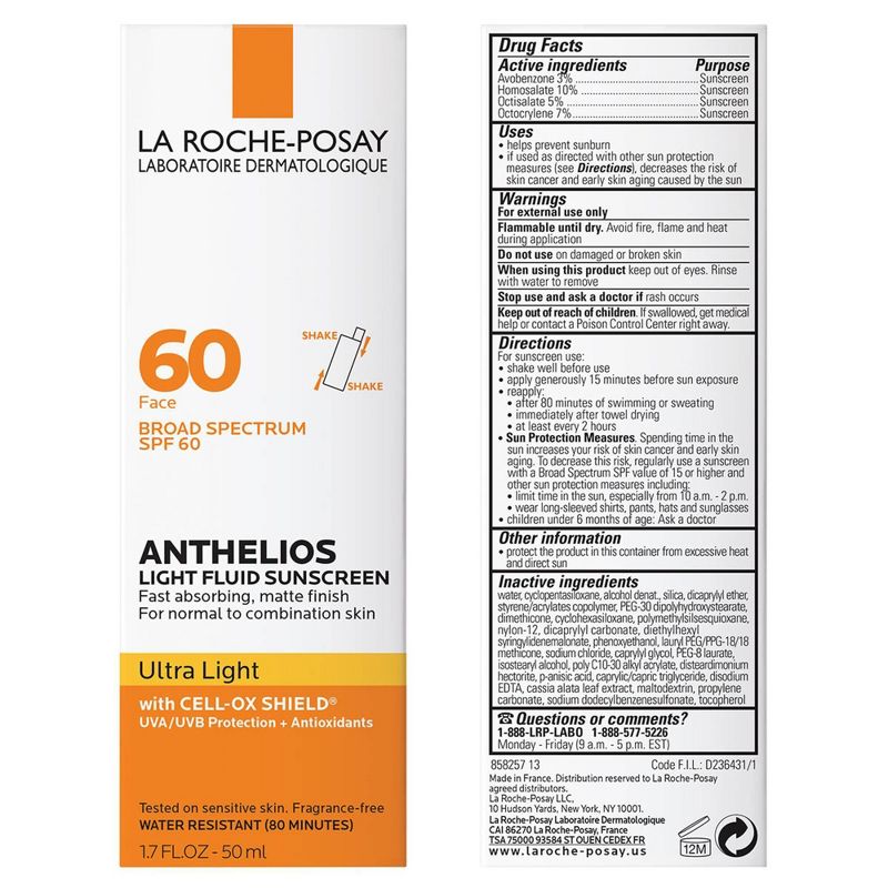 La Roche-Posay Anthelios Ultra-Light Face Oxybenzone Free Sunscreen - SPF 60 - 1.7oz