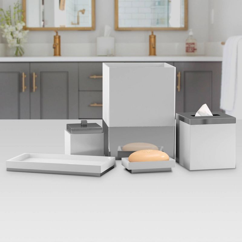 5pc Pure Resin Bath Accessory Set for Vanity Counter Tops White - Nu Steel