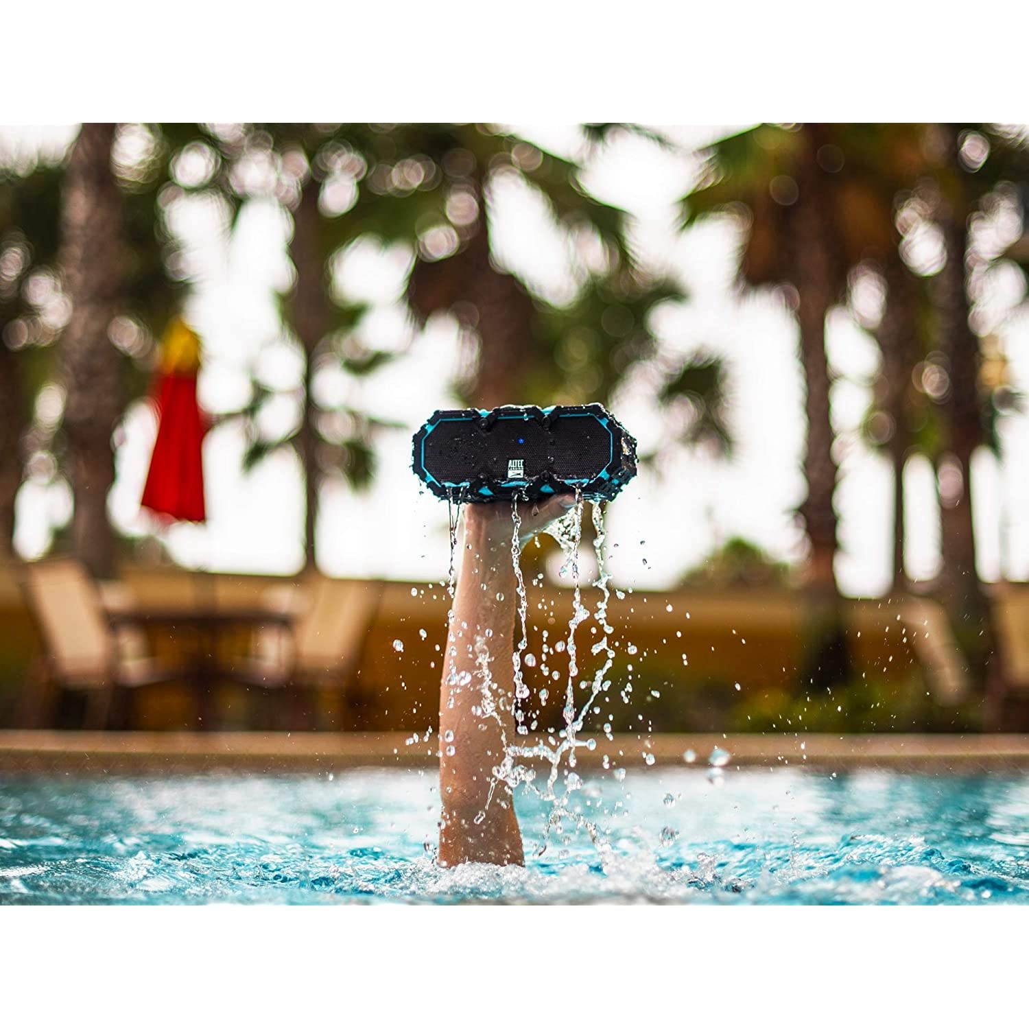 Altec Lansing iMW477 Mini Life Jacket Bluetooth Speaker Waterproof Wireless Bluetooth Speaker, Hands-Free Extended Battery Outdoor Speaker, Ultra-Portable 10ft Range, Blue/Black