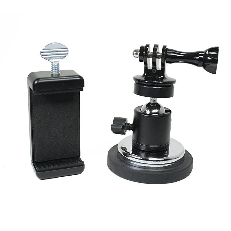 Rubber Coated Magnetic Camera amp Phone Mount wBall Head for DLSR Sports Camera or Phone Great for Video Pictures Livestreaming or WOD XL Rubber Coated Magnet