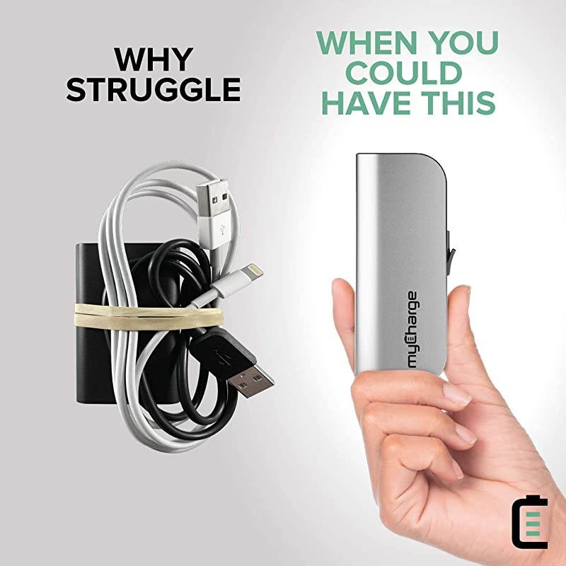 HubMini Portable Charger 3300mAh External Battery Pack Power Bank Built-in Lightning Cable and Micro-USB Cable for Cell Phones (iPhone Xs, XS Max, XR, X, 8, 8 Plus, 7, 6S, Samsung Galaxy)