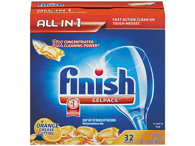 Dish Detergent Gel Packs, Orange, 32/Box