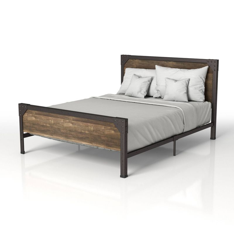 Full Newscar Metal Panel Bed Reclaimed Oak - HOMES: Inside + Out