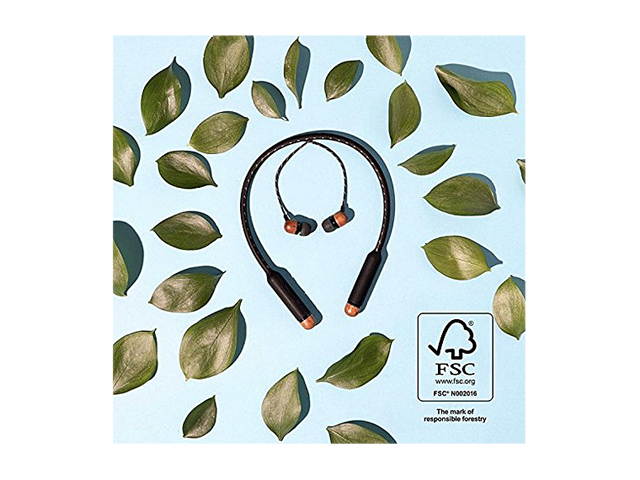House Of Marley Smile Jamaica Wireless Neckband Bluetooth Headphones with Mic, Signature Black, EM-JE083-SB