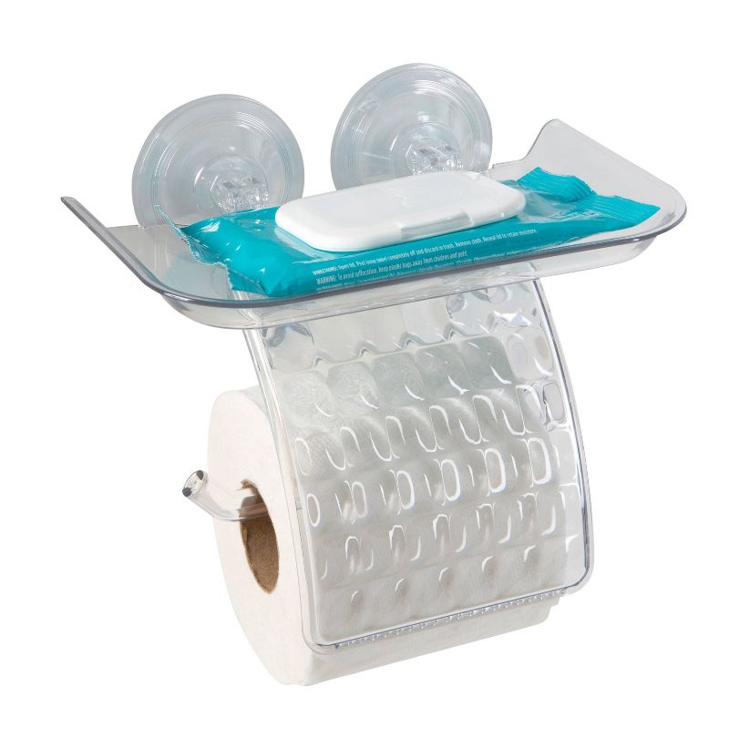 Power Lock Suction Toilet Paper and Phone Holder Clear - Bath Bliss