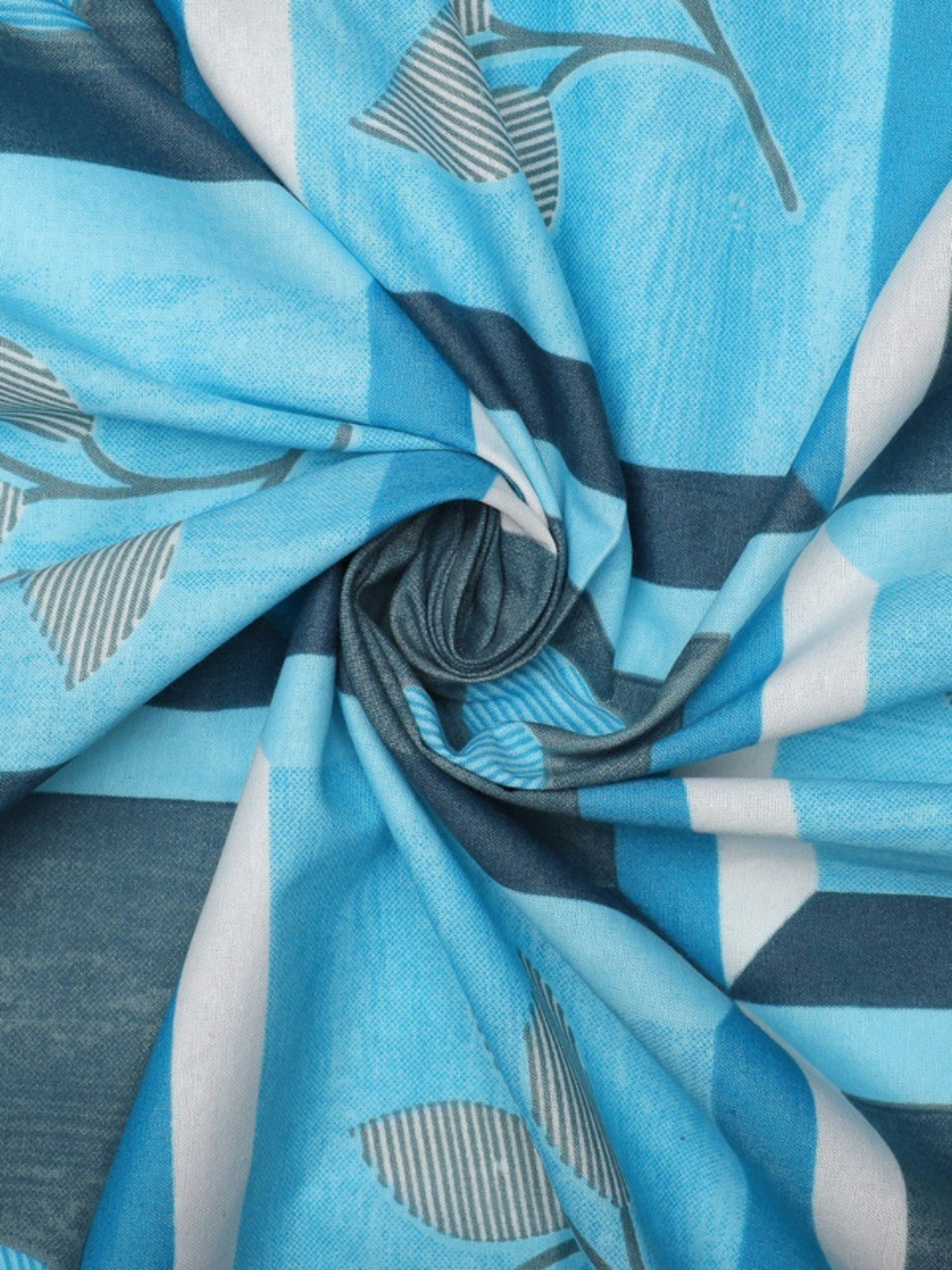 Dhrohar Printed Blue Cotton 180 TC Double Bedsheet with 2 Pillow covers