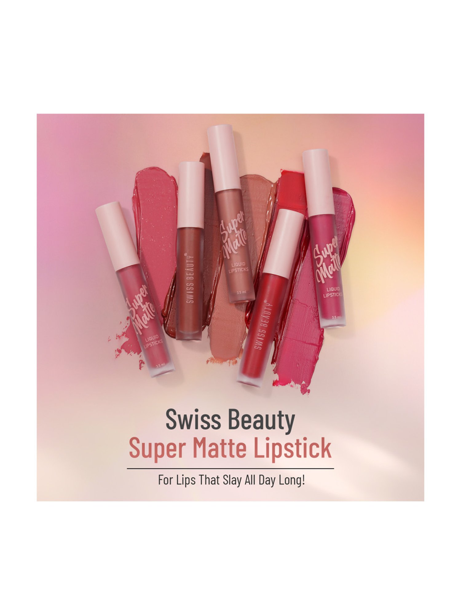 SWISS BEAUTY Super Matte Liquid Lipstick Soft Rose - 3.5 ml