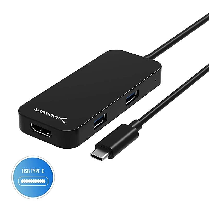 Black Aluminum TypeC to 2Port USB 30 and HDMI Adapter HBHDUC