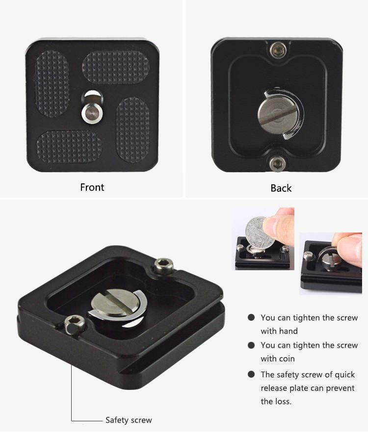 Quick Release Plate PU40 w/ B0 J0 for Camera Gimbal Tripod Ball Head Clamp 10mm