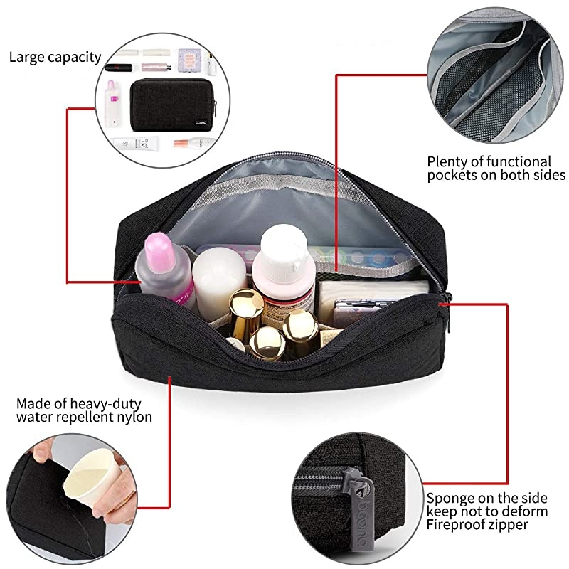 Carrying Bag for AC Adapter, Travel Organizer for Laptop Charger, Pouch Cover Case for Power Cord and Other Accessories, Black (Black Double Layer)