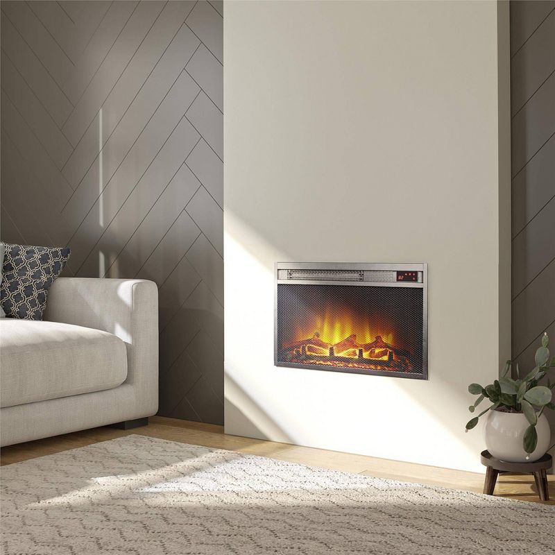 23"x14" Electric Fireplace Insert with Mesh Front Black - Room & Joy