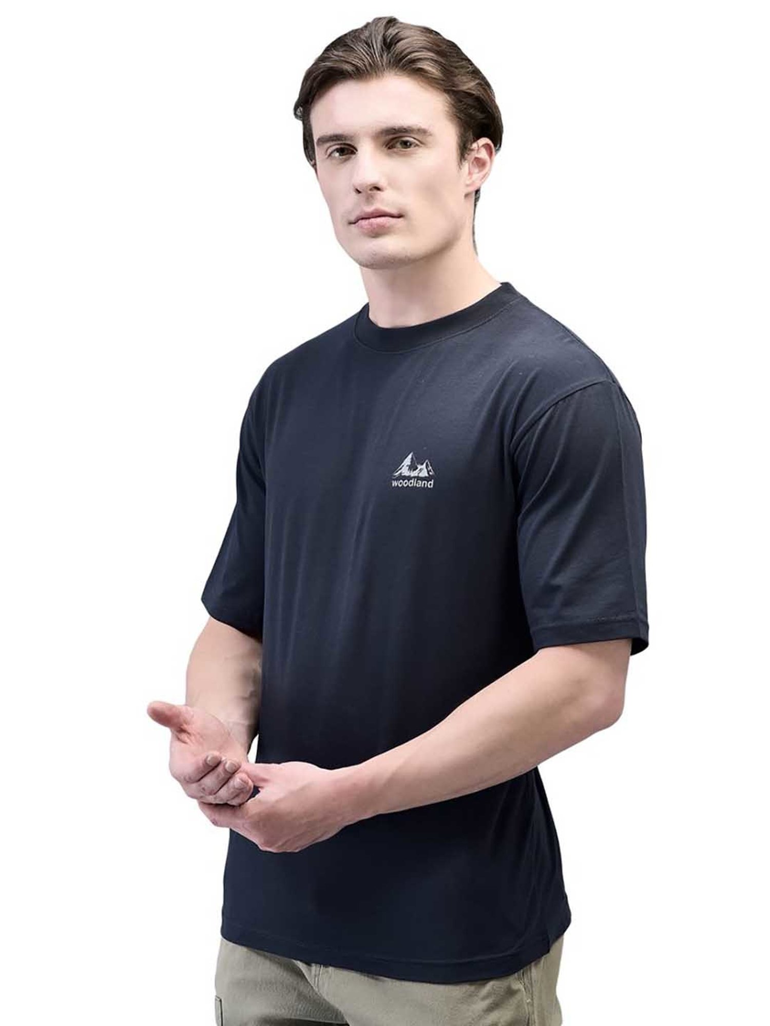 Woodland Navy Regular Fit Crew T-Shirt
