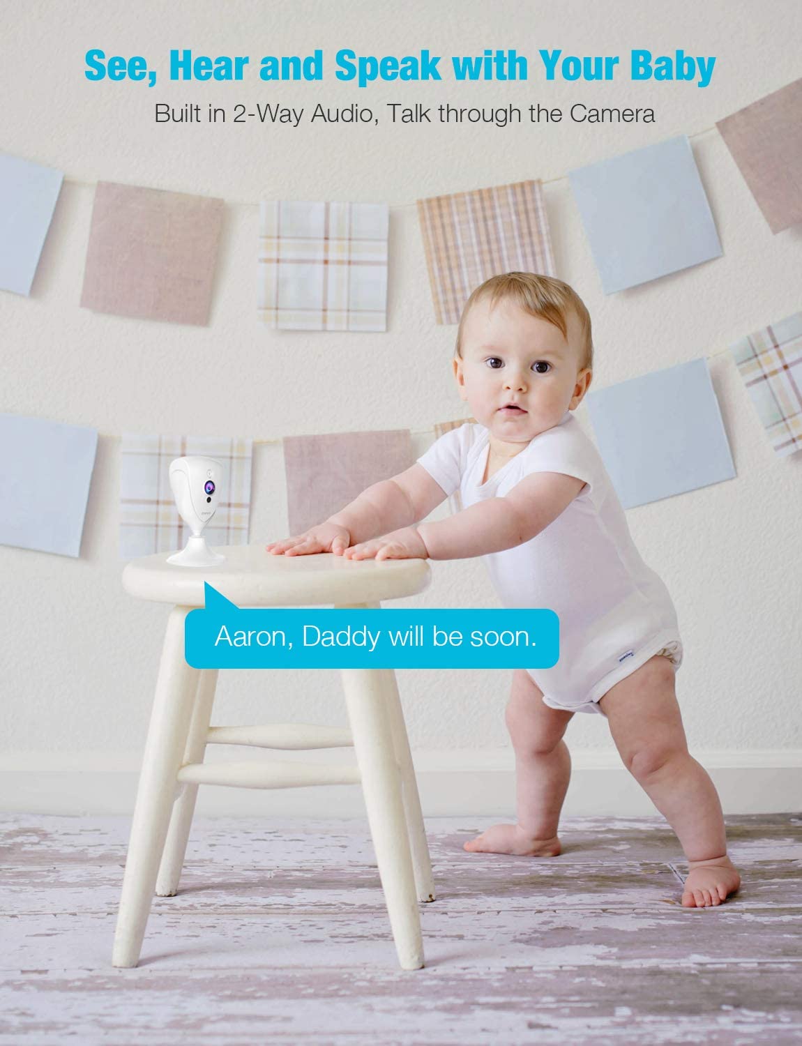 Baby Monitor, Conico 1080P HD Wireless Camera Pet Cam with Sound Motion Detection, Home Wireless Security Camera with 2- Way Audio, Night Vision Cloud WiFi Camera for Baby, Pet, Elder, 2.4G WiFi