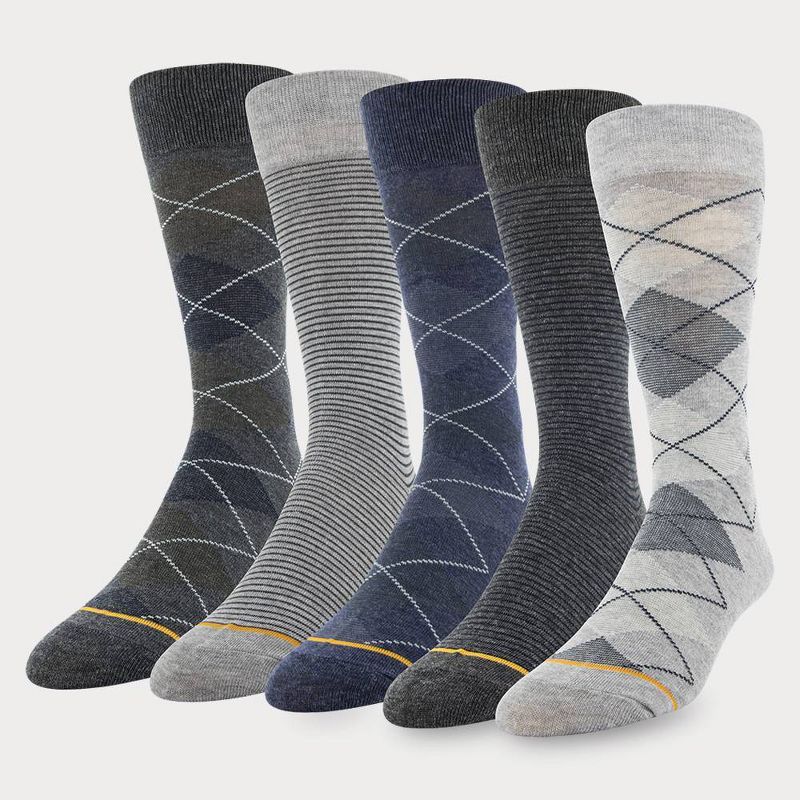 Signature Gold by GOLDTOE Men's Argyle Crew Socks 5pk - Gray 6-12.5