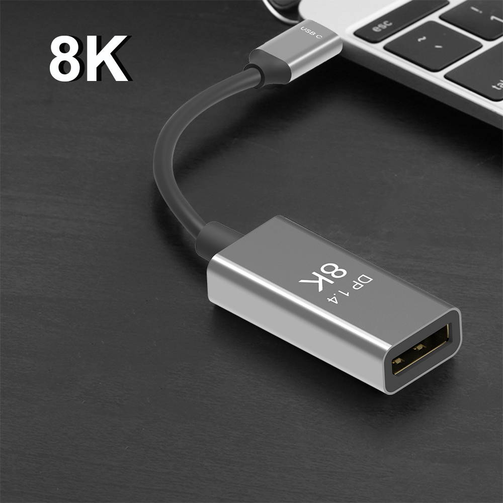 CABLEDECONN USB C to DisplayPort 1.4 8K Cable 8K@60Hz 4K@144Hz Male to Female 25CM Converter Thunderbolt 3 to DisplayPort Adapter Compatible with New MacBook Pro 2019 2020 DELL XPS