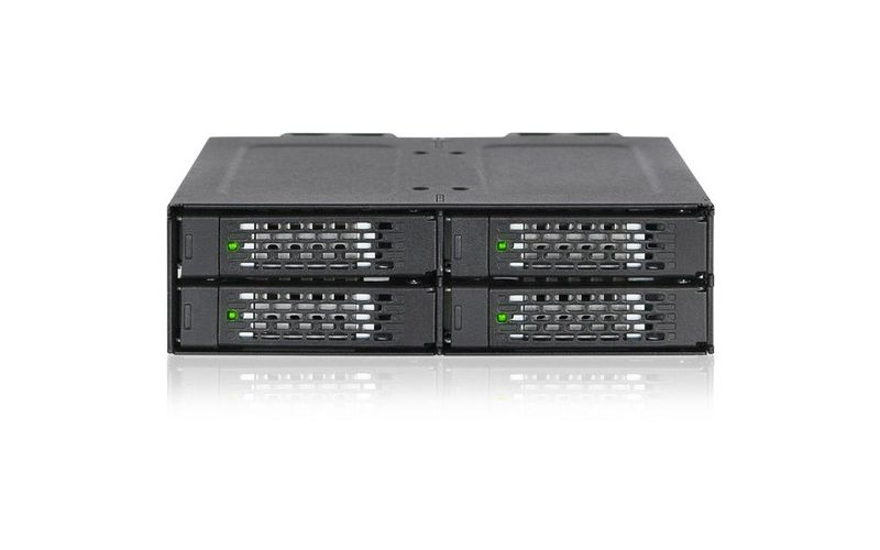 Icy Dock ToughArmor MB699VP-B Drive Enclosure for 5.25" U.2 (SFF-8639) - Mini-SAS HD Host Interface Internal - Black - 4 x HDD Supported