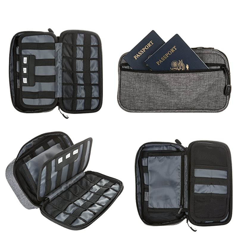 Organizer Travel Tech Case - Charge Cord, Slim Gadget, Charger Organizer Pouch Bag - Portable Cable Management Case