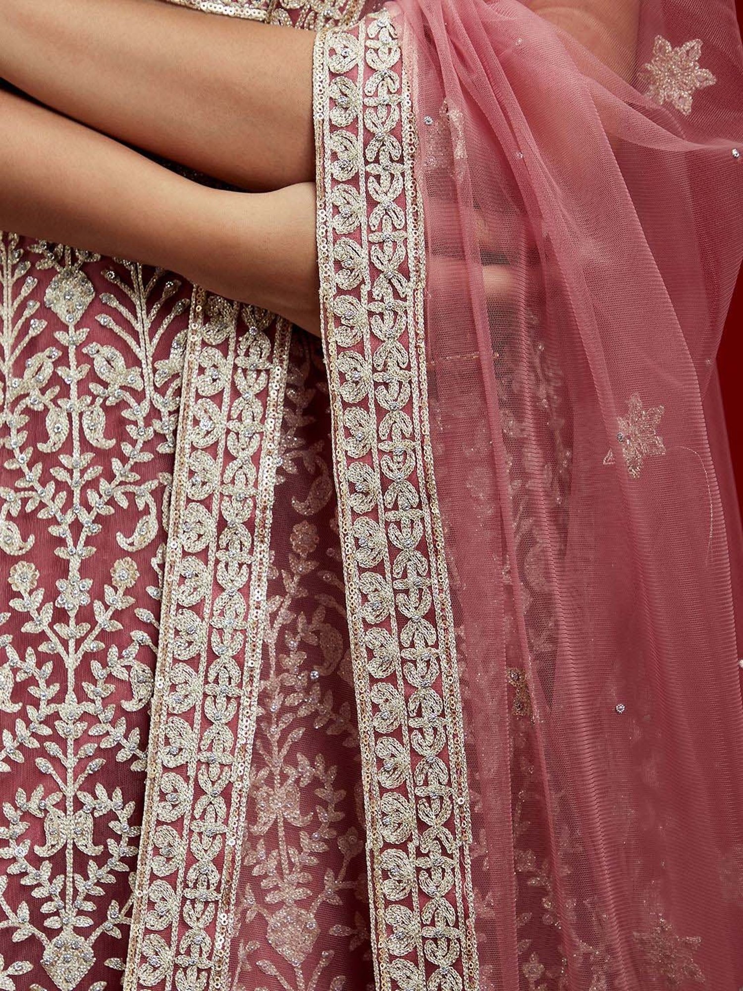 Libas Art Purple Embroidered Lehenga Choli Set With Dupatta