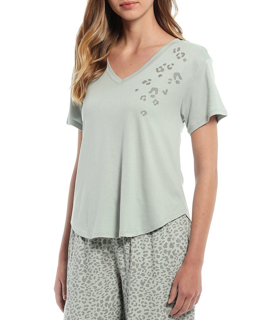 Jasmine & Ginger Animal Screen Print Jersey Knit Coordinating Sleep Top