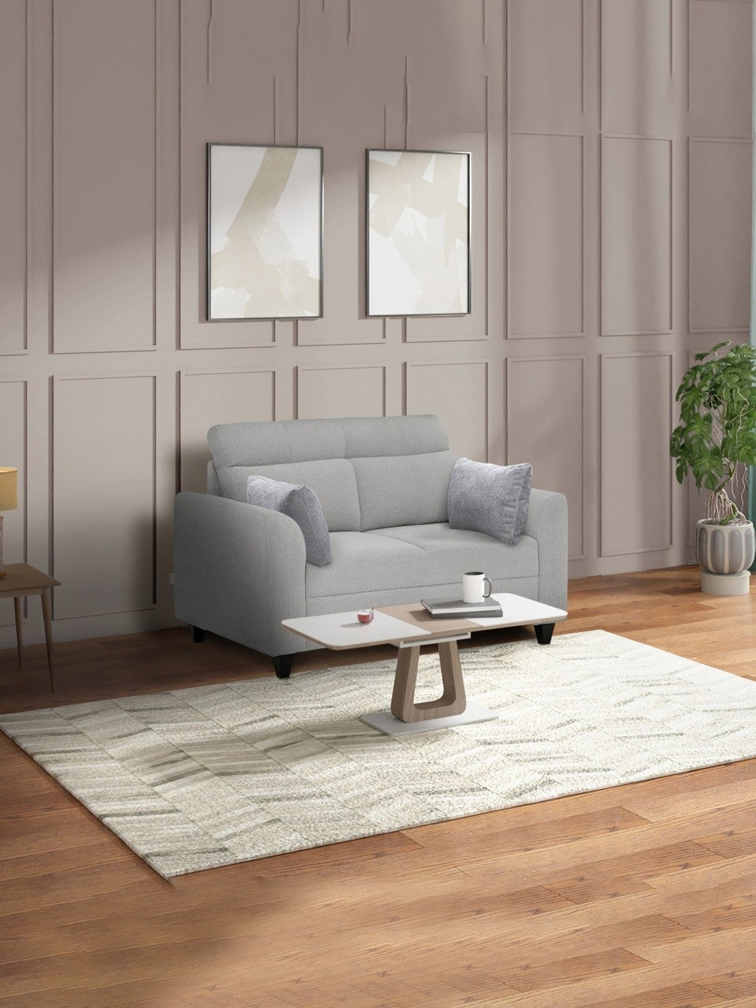Duroflex Zivo Plus Grey Solid Wood 2 Seater Sofa Set