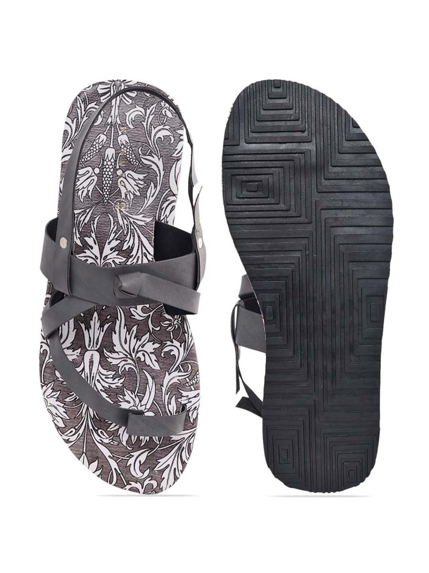 KANVAS Men's The Mystic Of The Mughals Grey Toe Ring Sandals