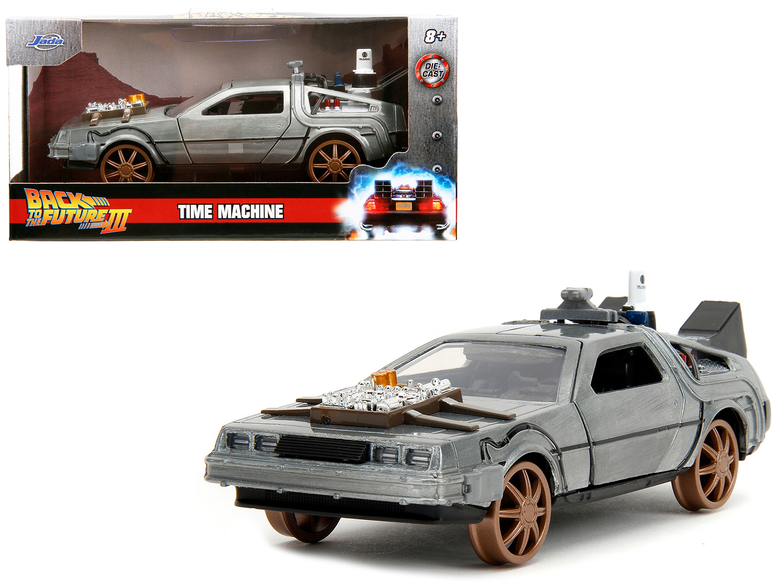DMC DeLorean Time Machine with Doc Brown Figure "Back to the Future" (1985) Movie Diecast Model Car by Corgi
